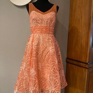 Moulinette Soeurs for Anthropology Dress Apricot Size 8 1950s Style